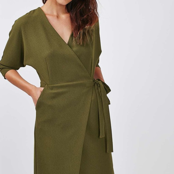 topshop olive green dress